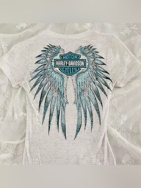 y2k Harley Davidson bling wings top